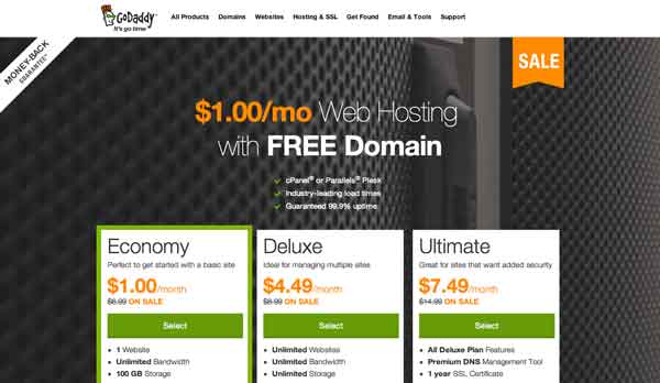 Godaddy $1 Hosting + domain