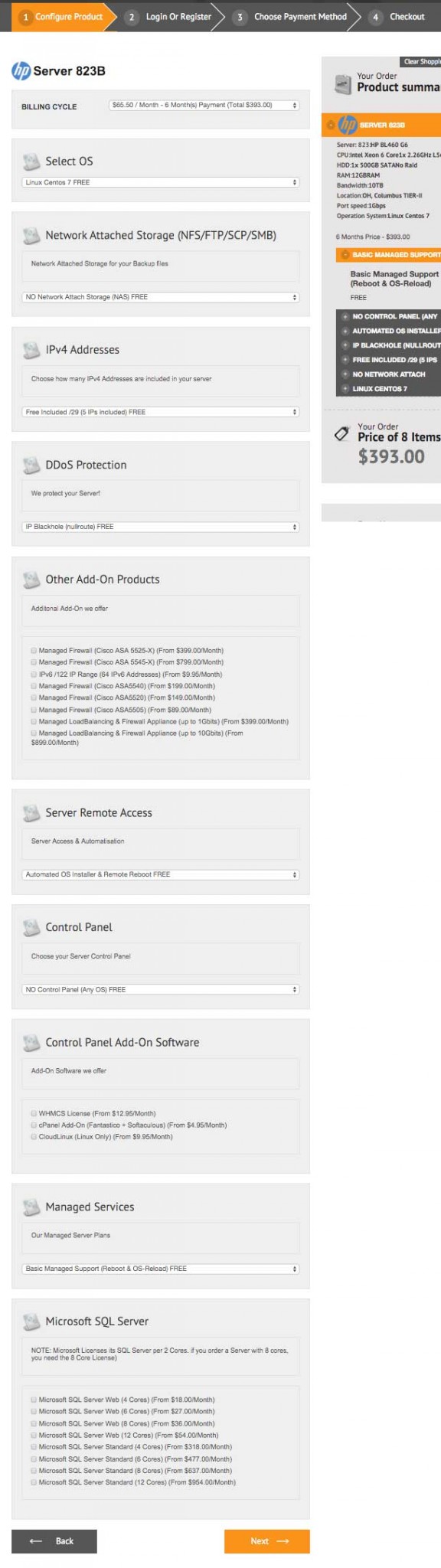 DedicatedSolution HP Server 832B Pricing