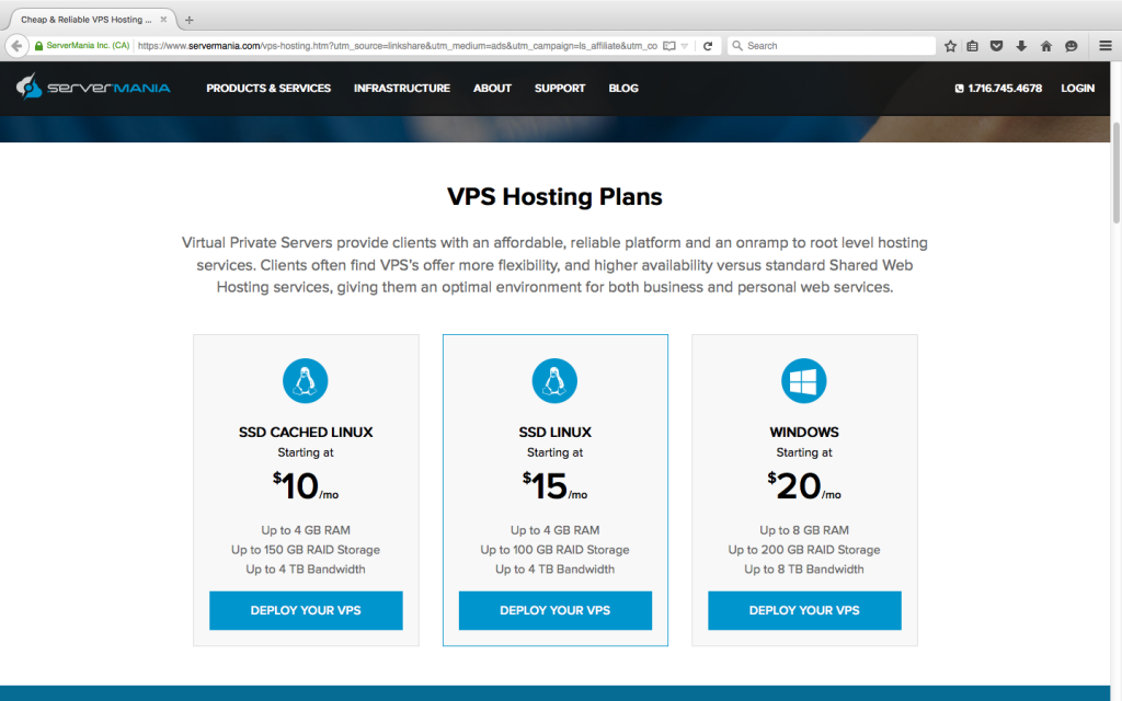 $ 10 VPS Hosting by ServerMania