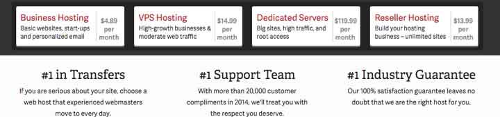 InmotionHosting Product Range