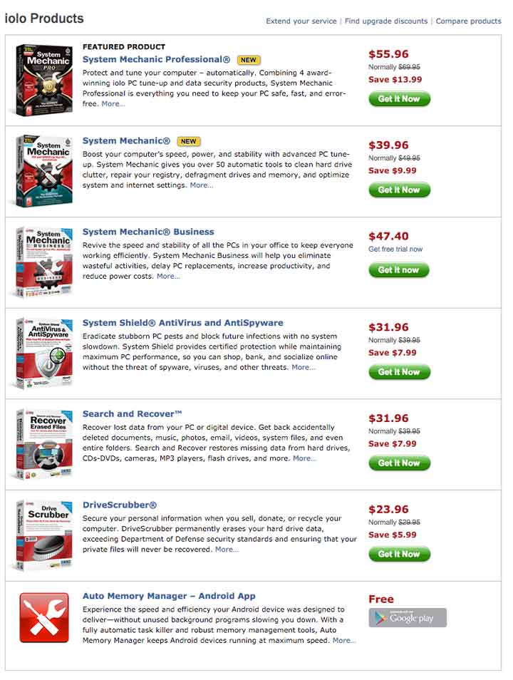 Iolo Product list
