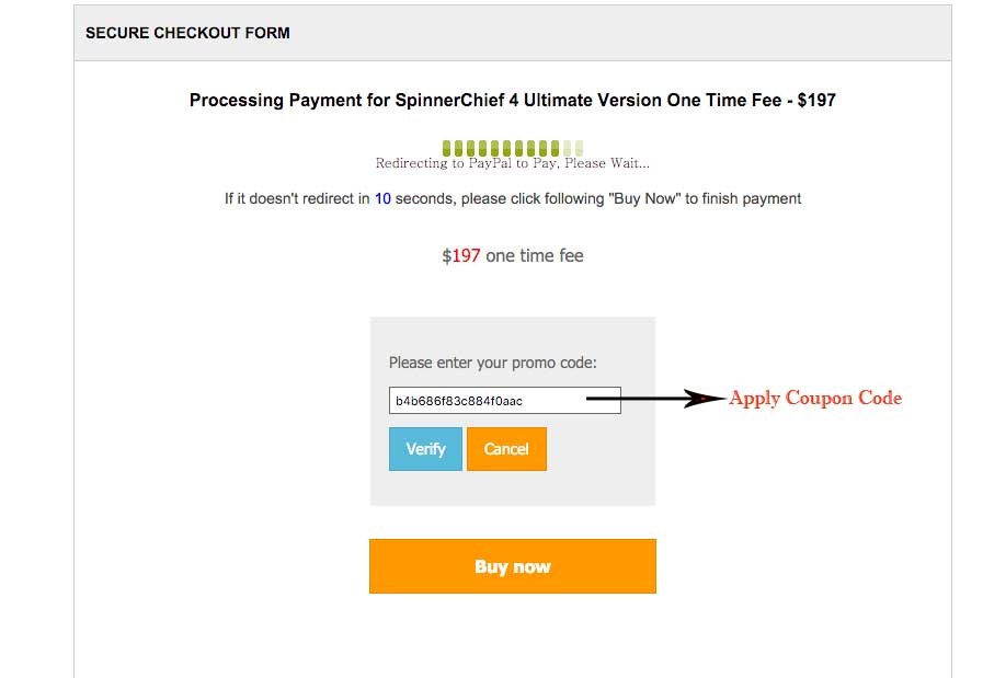 Spinner Chief apply coupons