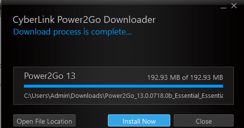 power2go file size