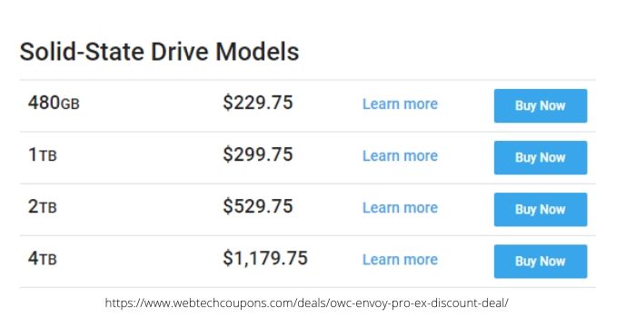 OWC Envoy Pro EX Discount Deal- Other SSD Models
