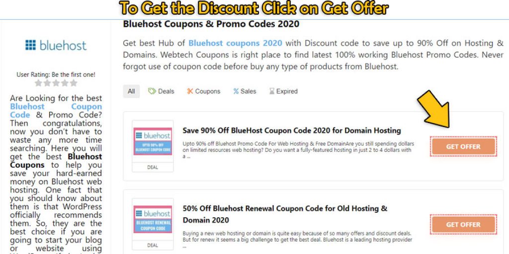 Click Bluehost Promo Code
