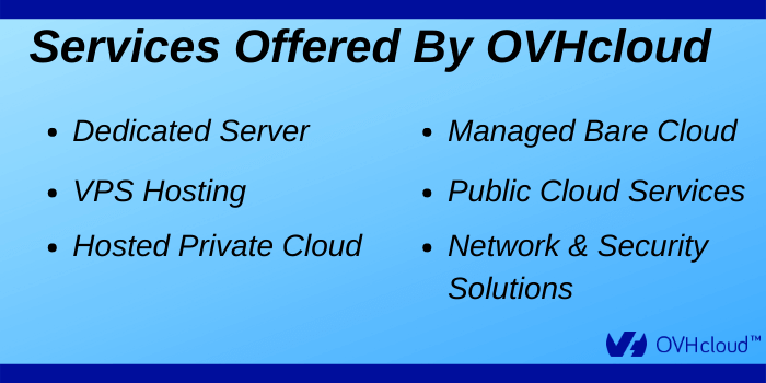 OVHcloud Discount Code - Services offered by OVHcloud