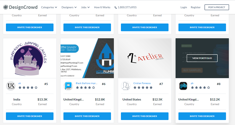 DesignCrowd Freelancer Options