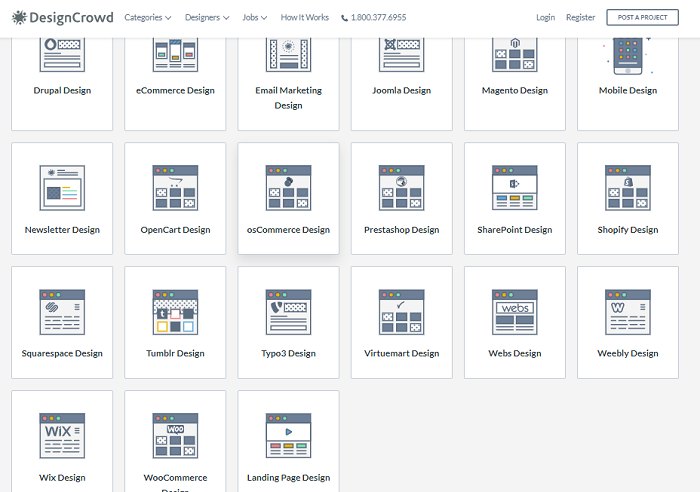 DesignCrowd Web Design Categories