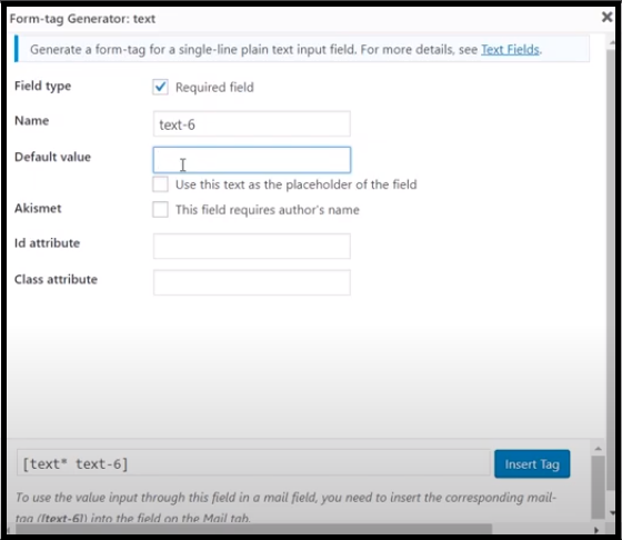 How to add text tag in contact form 7