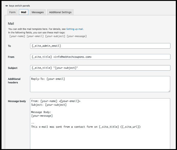 Mail tag in contact form 7