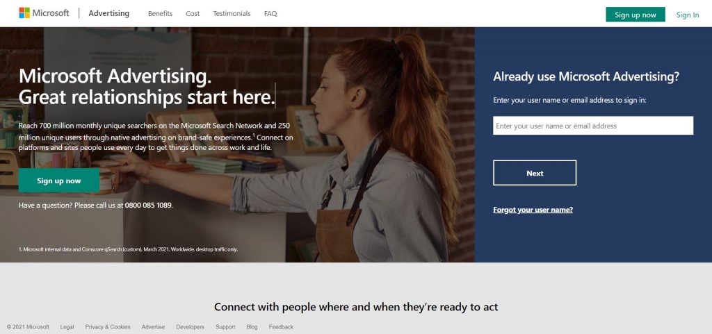 Sign Up To Micosoft Bing Ads