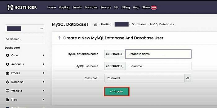 Enter your username & database name