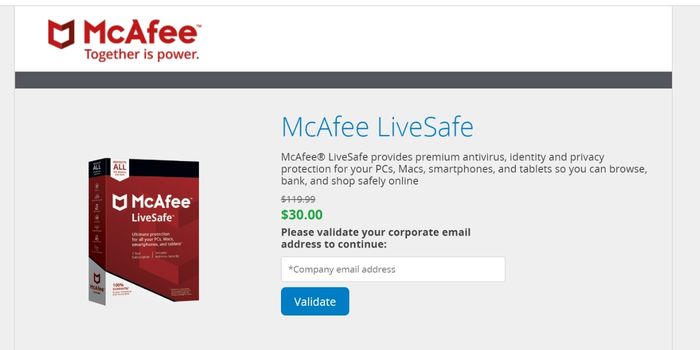 75% Off 1 Year Of LiveSafe - McAfee Home Use Program